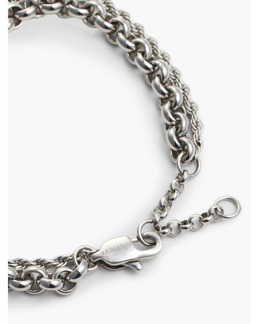 Tommy Hilfiger White Stainless Steel Double Chain Nautical Charm Bracelet