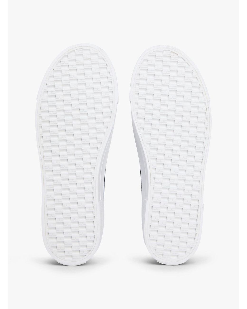 Tommy Hilfiger White Washed Canvas Platform Trainers