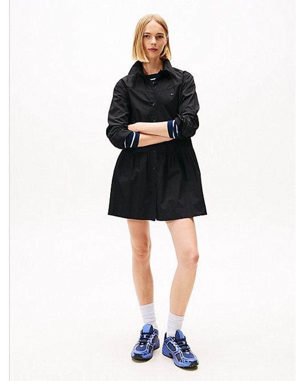 Tommy Hilfiger Black Poplin Mini Shirt Dress