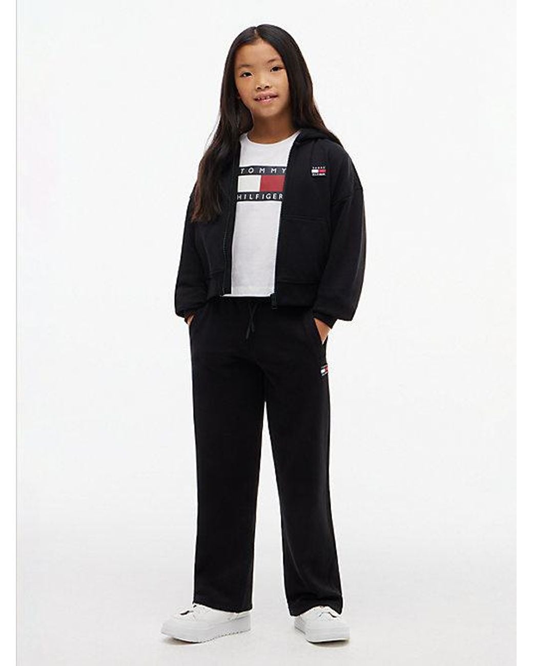 Tommy Hilfiger Black Heritage Flag Logo Wide Leg Joggers