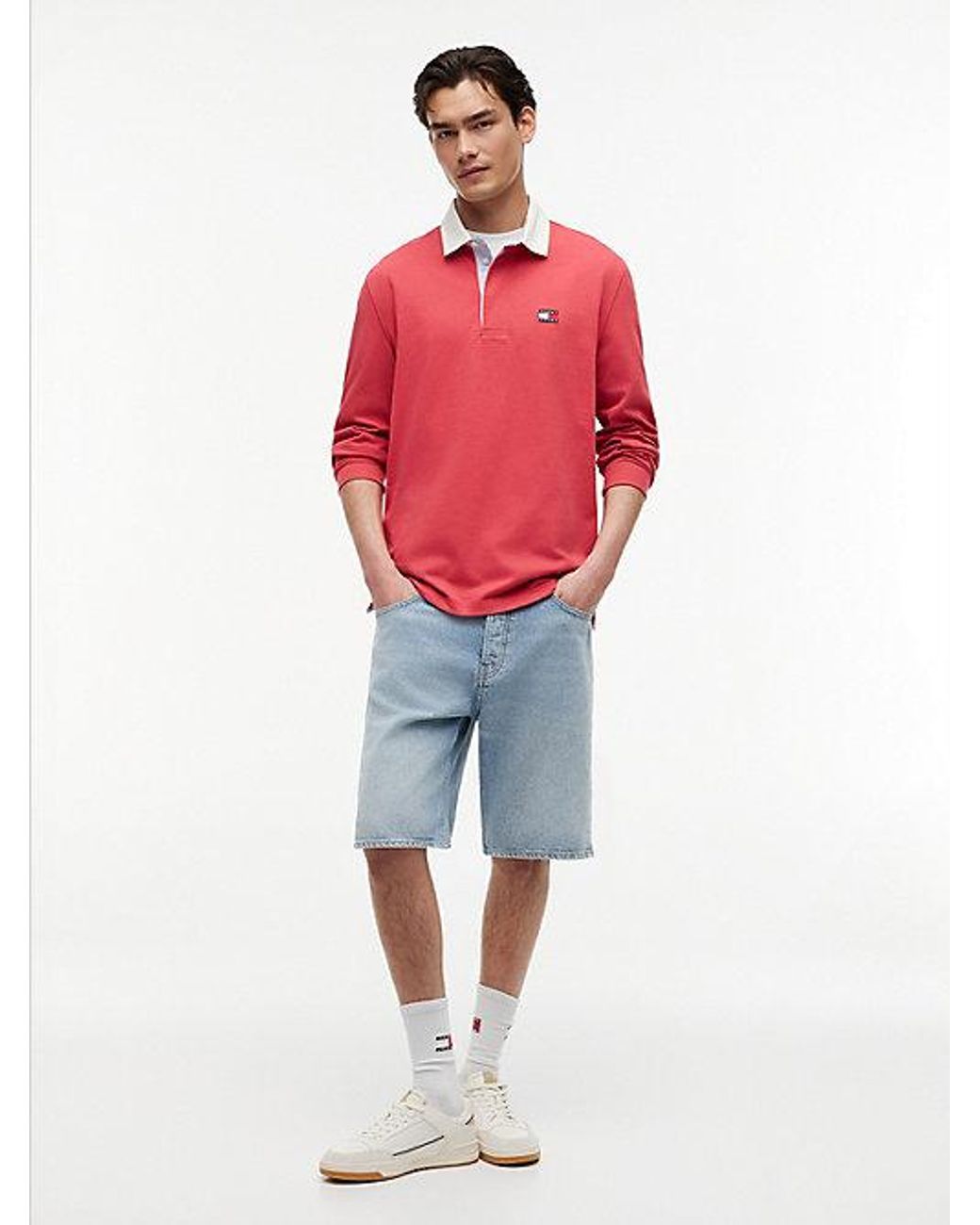 Tommy Hilfiger Red Tommy Badge Relaxed Rugby Shirt for men