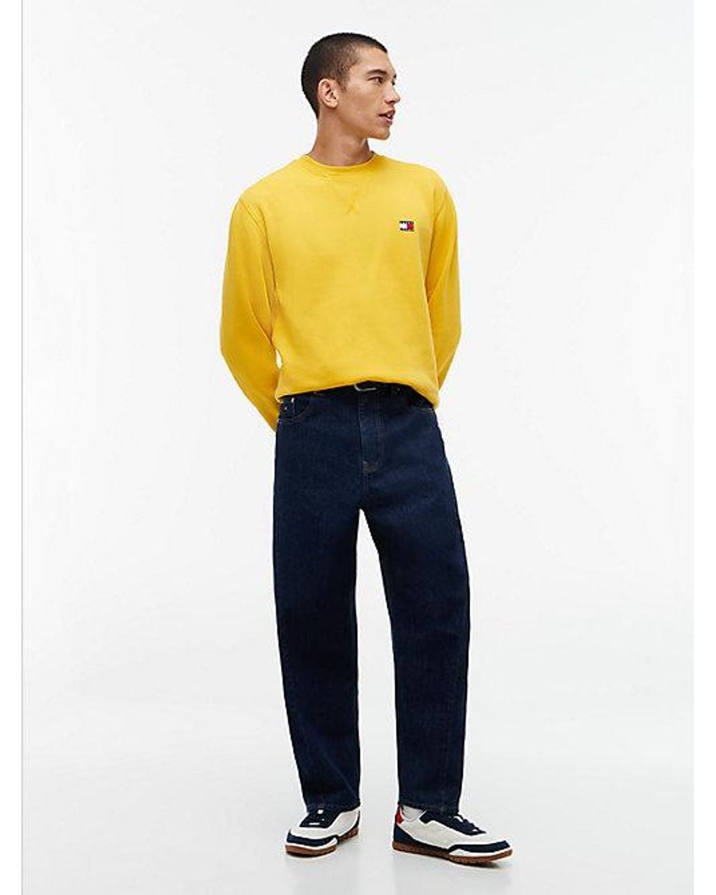Tommy Hilfiger Yellow Tommy Jeans Badge Fleece Crew Neck Sweatshirt for men