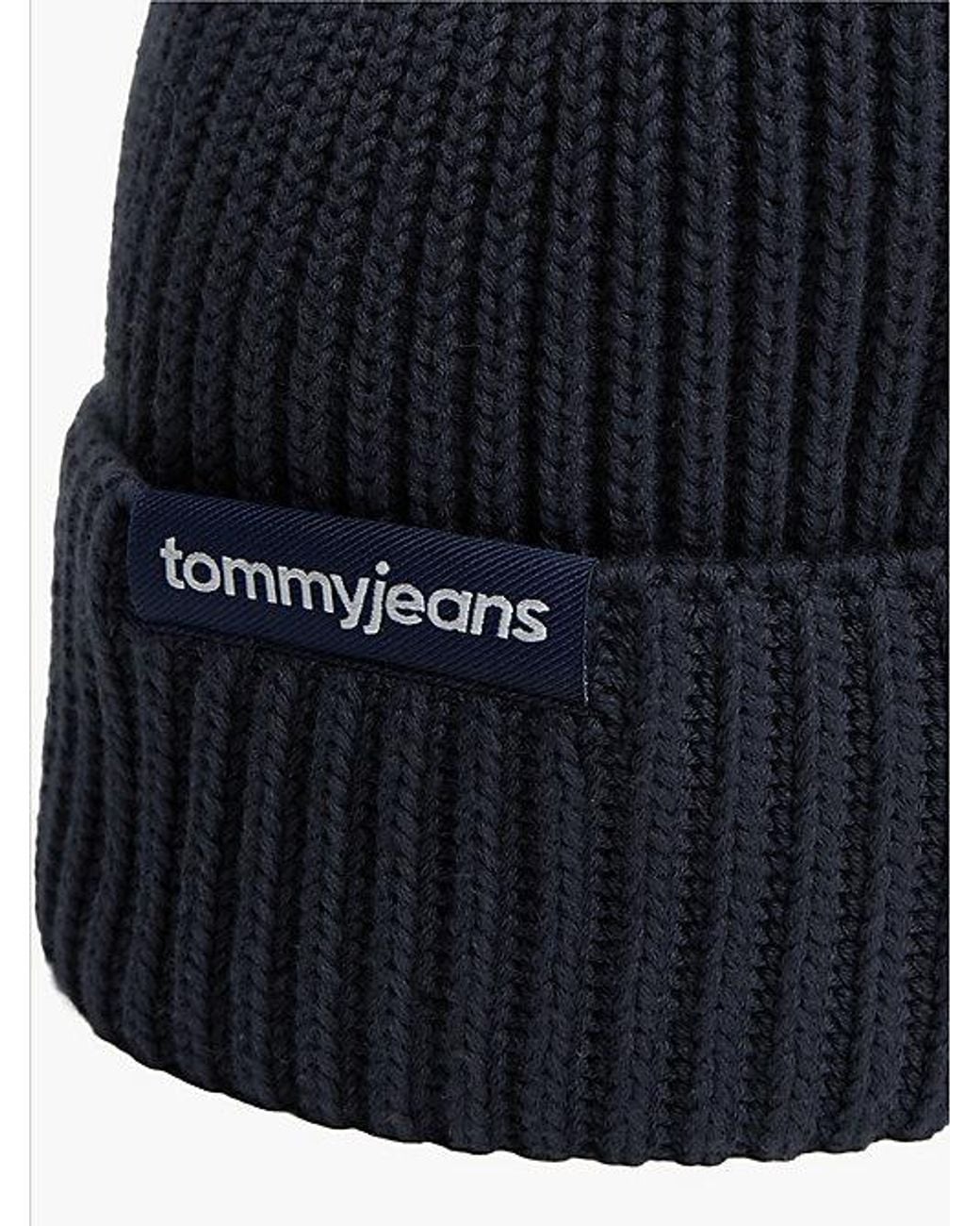 Tommy Hilfiger Blue Tommy Jeans Linear Logo Rib Knit Beanie for men