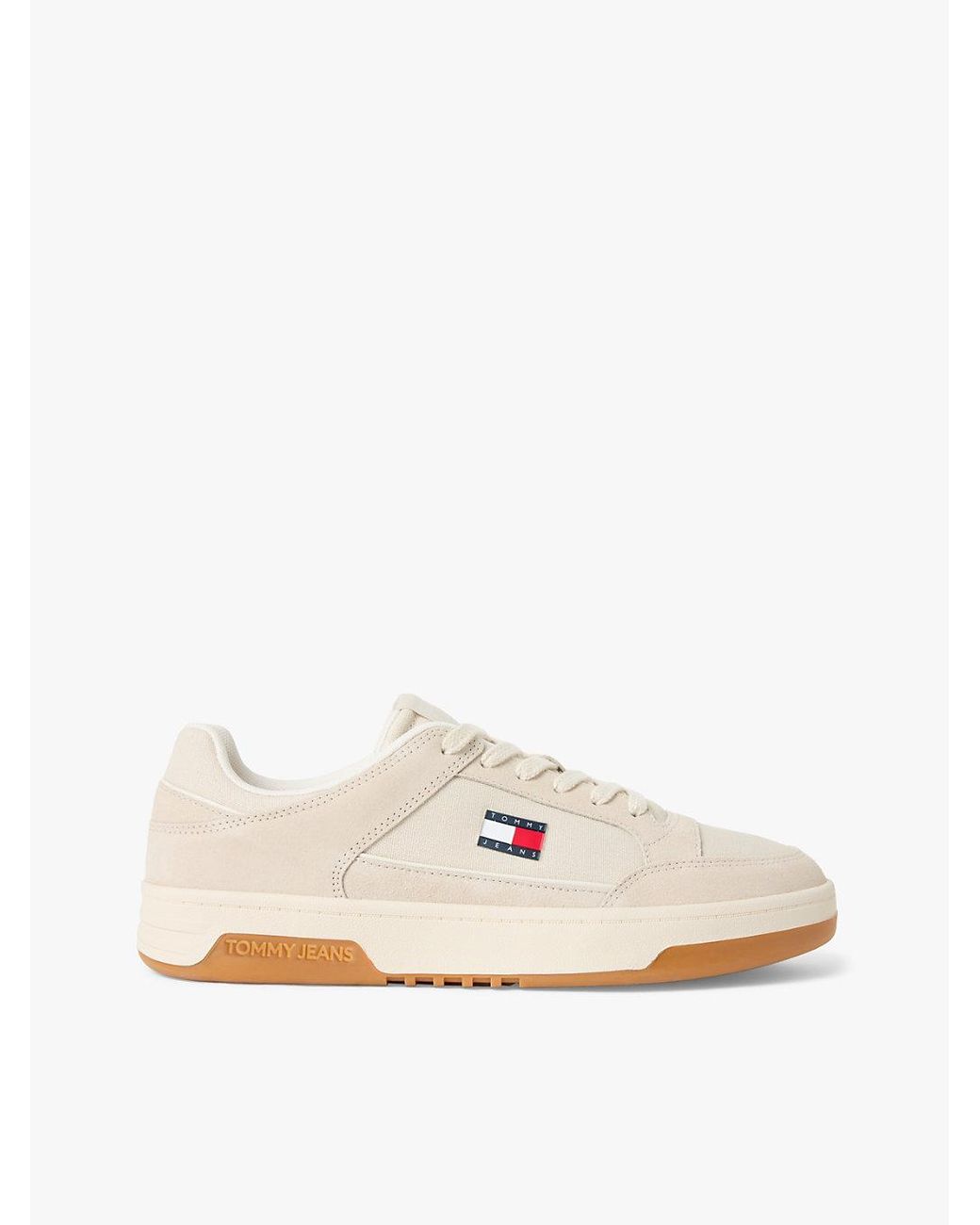 Tommy Hilfiger White Canvas Leather Cupsole Trainers for men