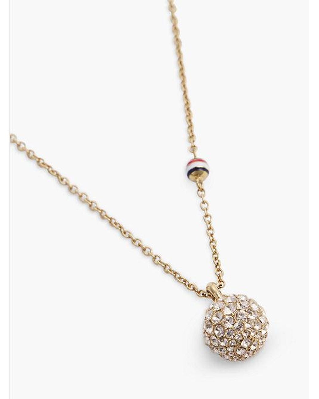 Tommy Hilfiger White Plated Stainless Steel Pavé Crystal Necklace