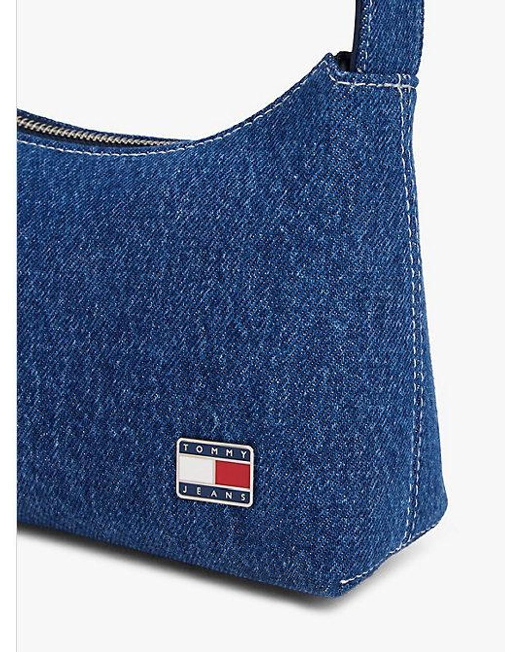 Tommy Hilfiger Blue Logo Plaque Denim Shoulder Bag