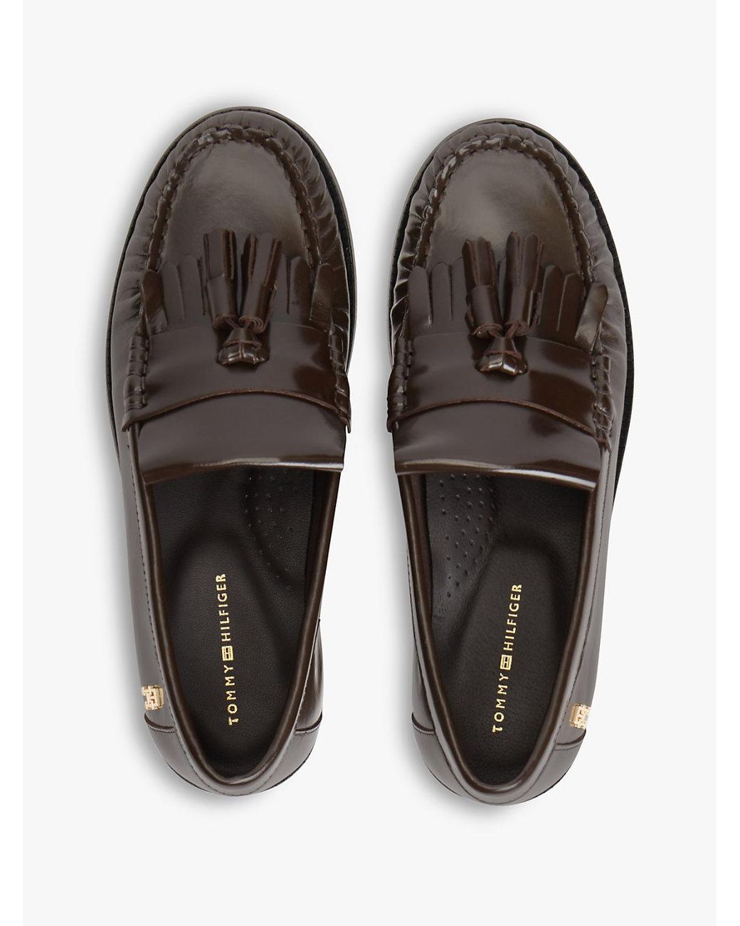 Tommy Hilfiger White Th Monogram Leather Tassel Loafers