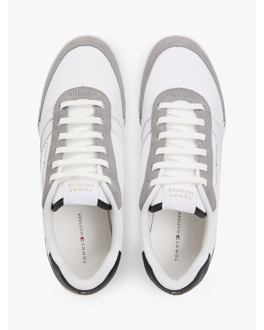 Tommy Hilfiger White Mixed Texture Cupsole Trainers With Leather for men