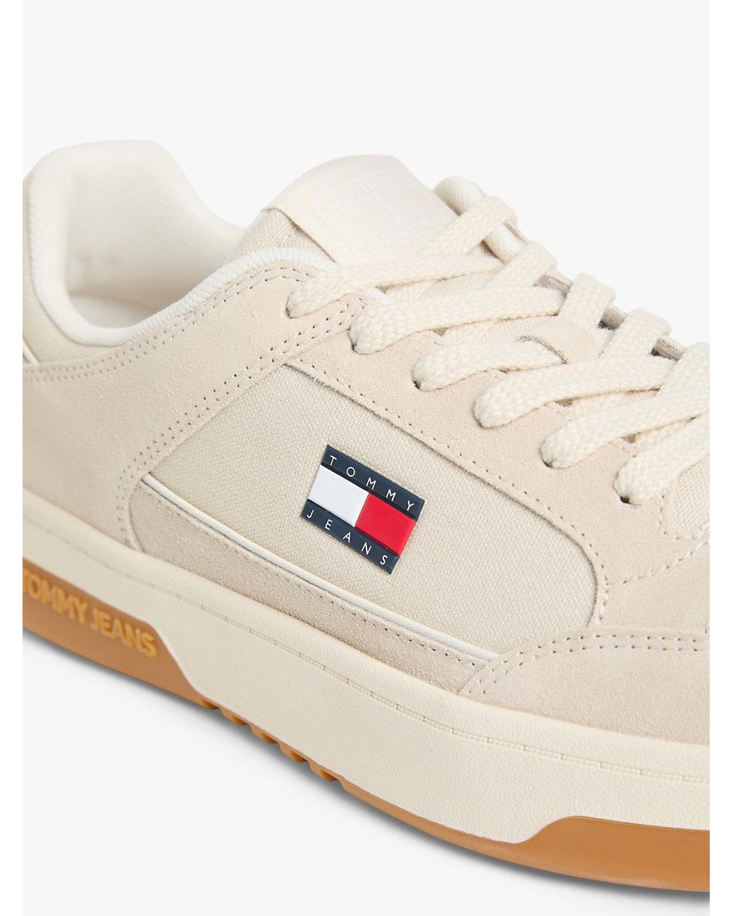 Tommy Hilfiger White Canvas Leather Cupsole Trainers for men