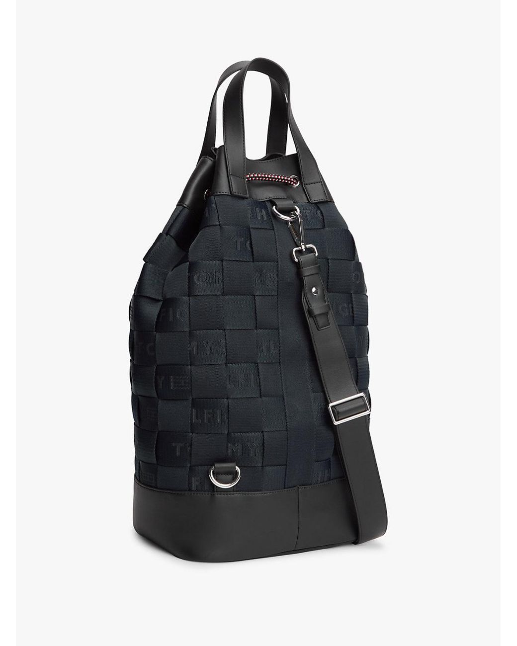 Tommy Hilfiger Blue Woven Jacquard Beach Sling Bag for men