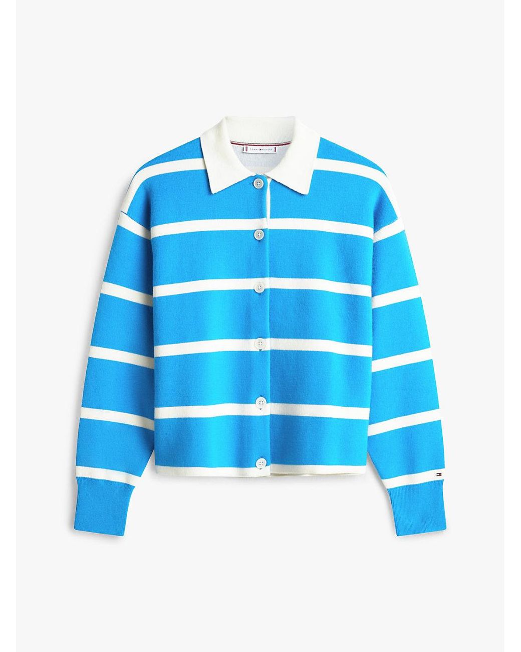 Tommy Hilfiger Blue Pure Wool Oversized Rugby Cardigan