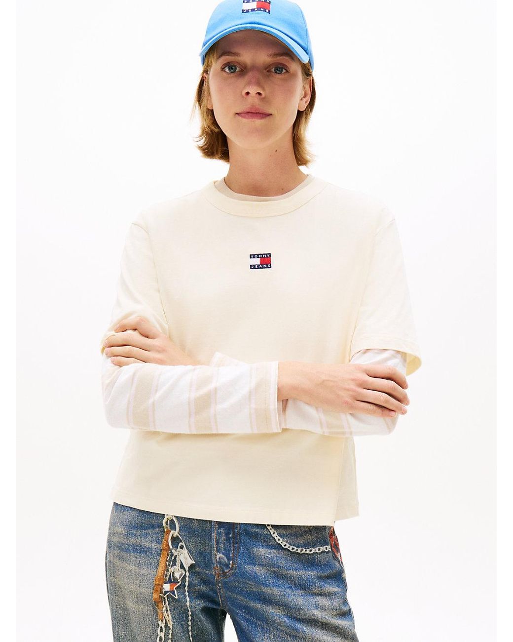 Tommy Hilfiger Natural Tommy Badge Boxy Crew Neck T-Shirt