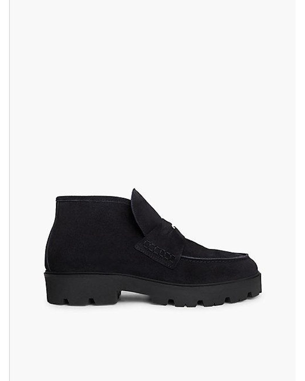Tommy Hilfiger Black Th Monogram Suede Penny Loafer Boots