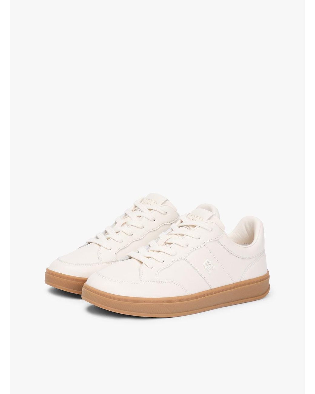 Tommy Hilfiger White Th Monogram Leather Court Trainers