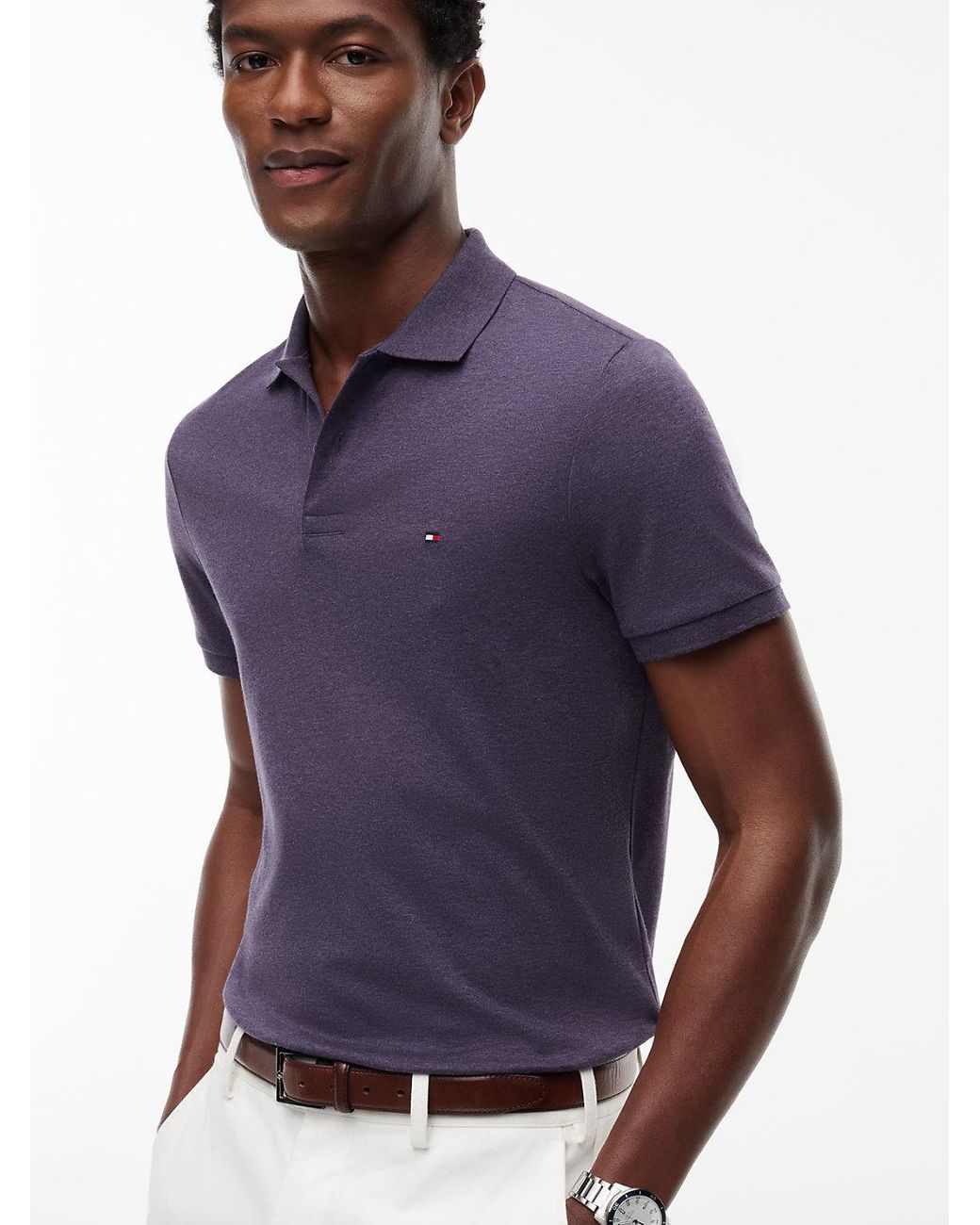 Tommy Hilfiger Blue Fluid Cotton Interlock Knit Polo Shirt for men