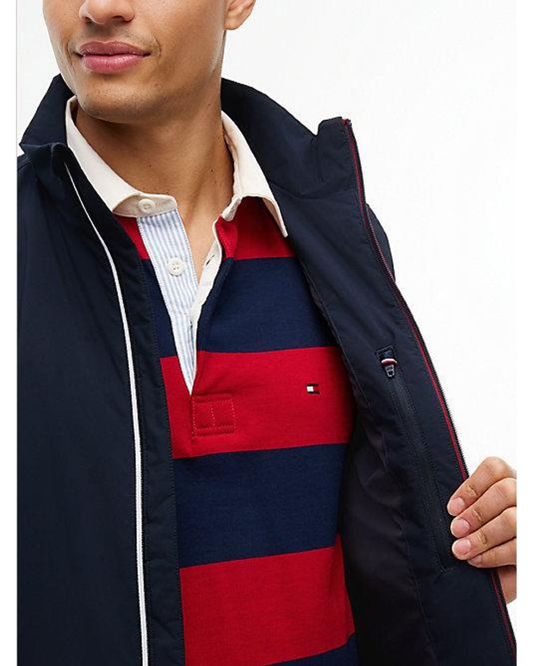 Tommy Hilfiger Red Global Stripe Lightweight Padded Gilet for men