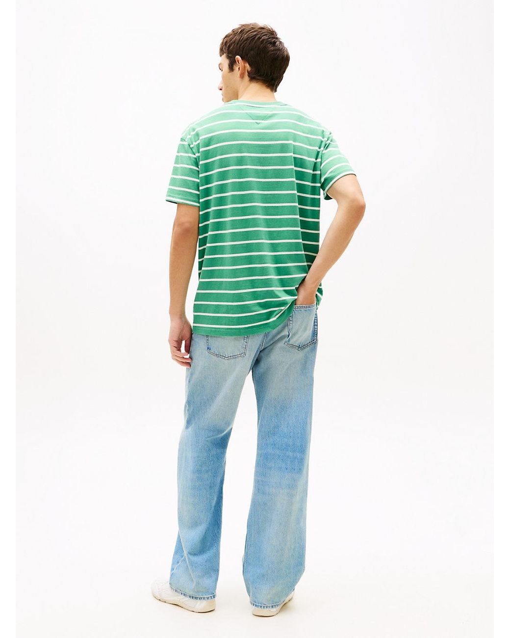 Tommy Hilfiger Green Tommy Flag Stripe Jersey T-Shirt for men