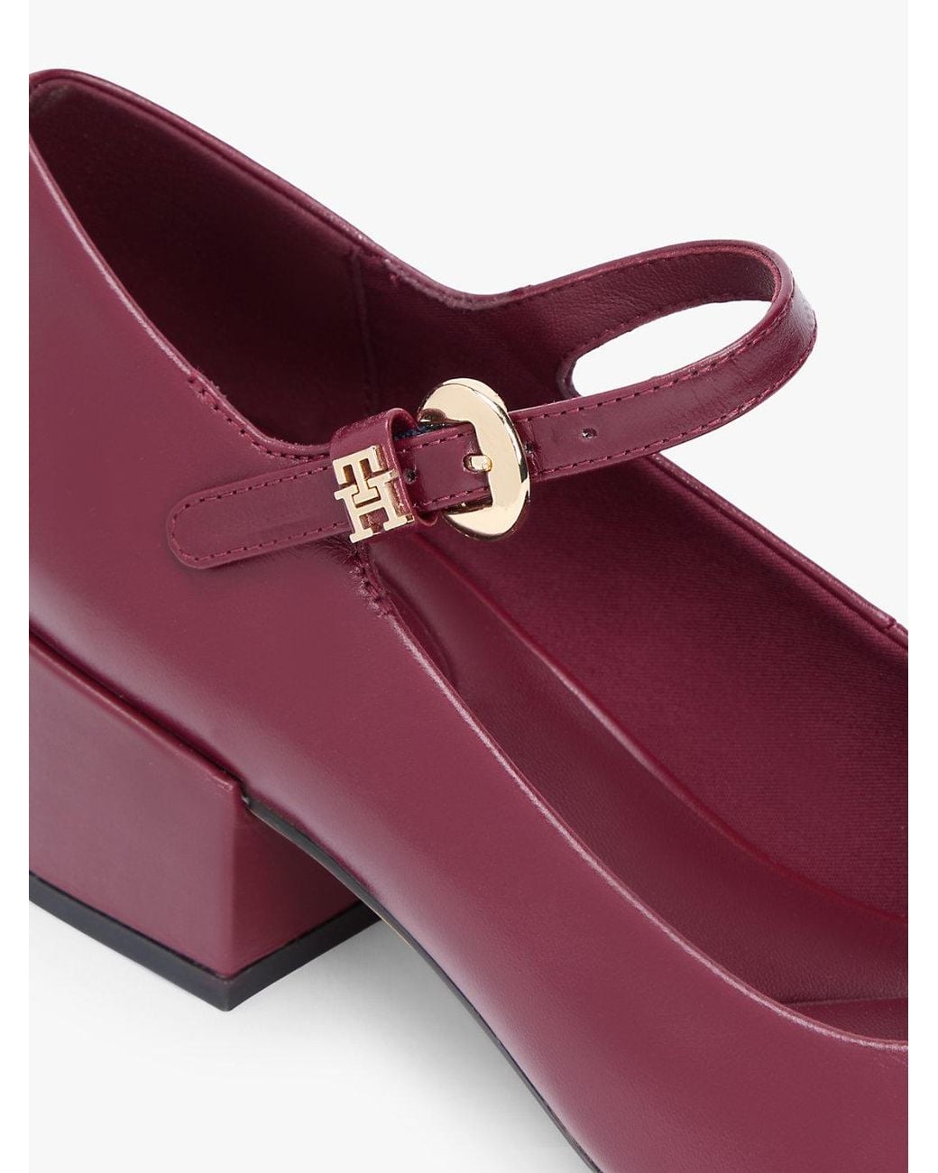 Tommy Hilfiger Purple Leather Mary Jane Block Heels
