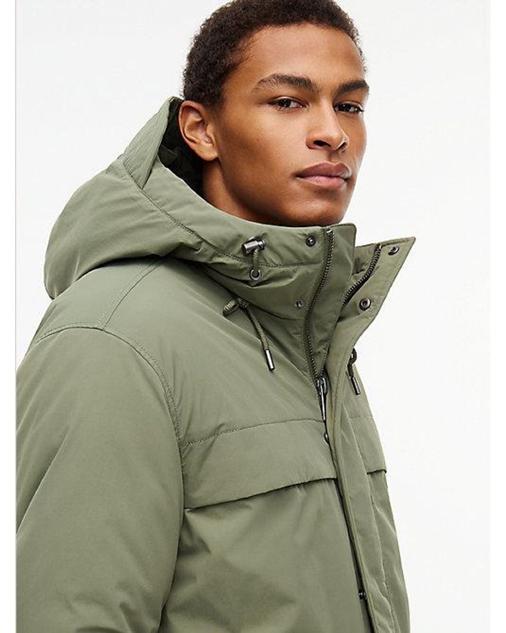 Tommy Hilfiger Green Tommy Jeans Relaxed Water Resistant Padded Hooded Parka for men