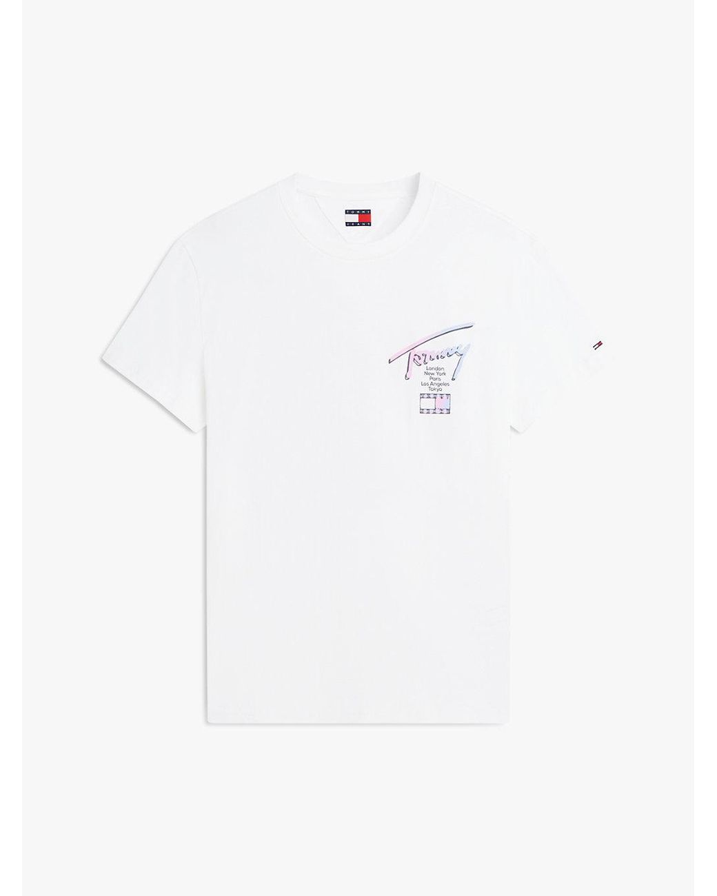 Tommy Hilfiger White Signature Logo Crew Neck T-Shirt for men