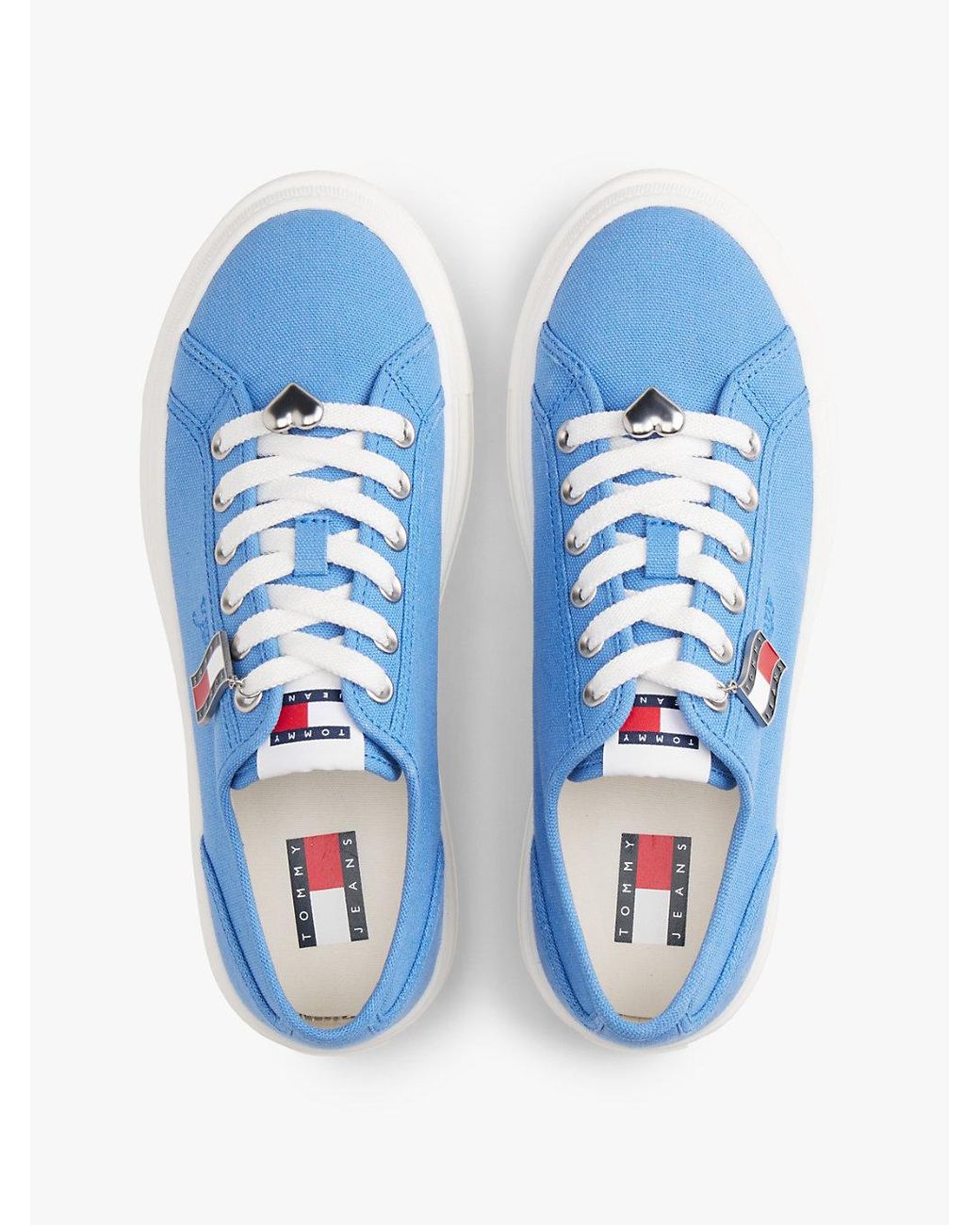 Tommy Hilfiger Blue Canvas Platform Trainers With Charms