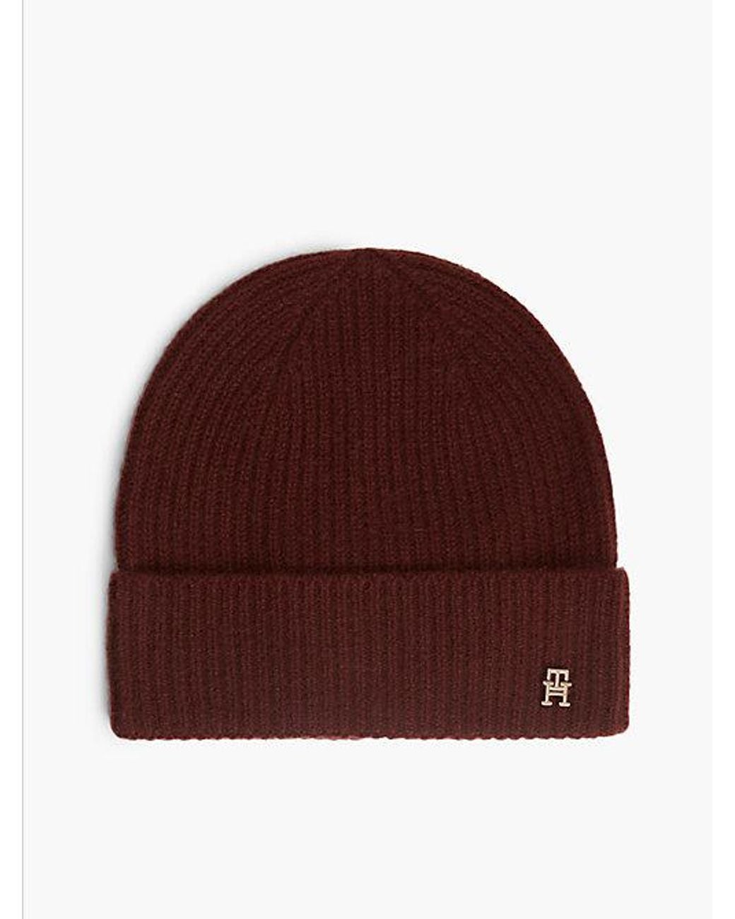Tommy Hilfiger Red Pure Cashmere Th Monogram Plaque Beanie