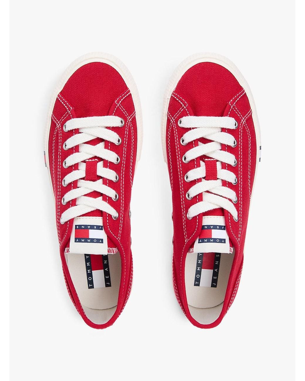 Tommy Hilfiger Red Archive Flag Stripe Canvas Trainers