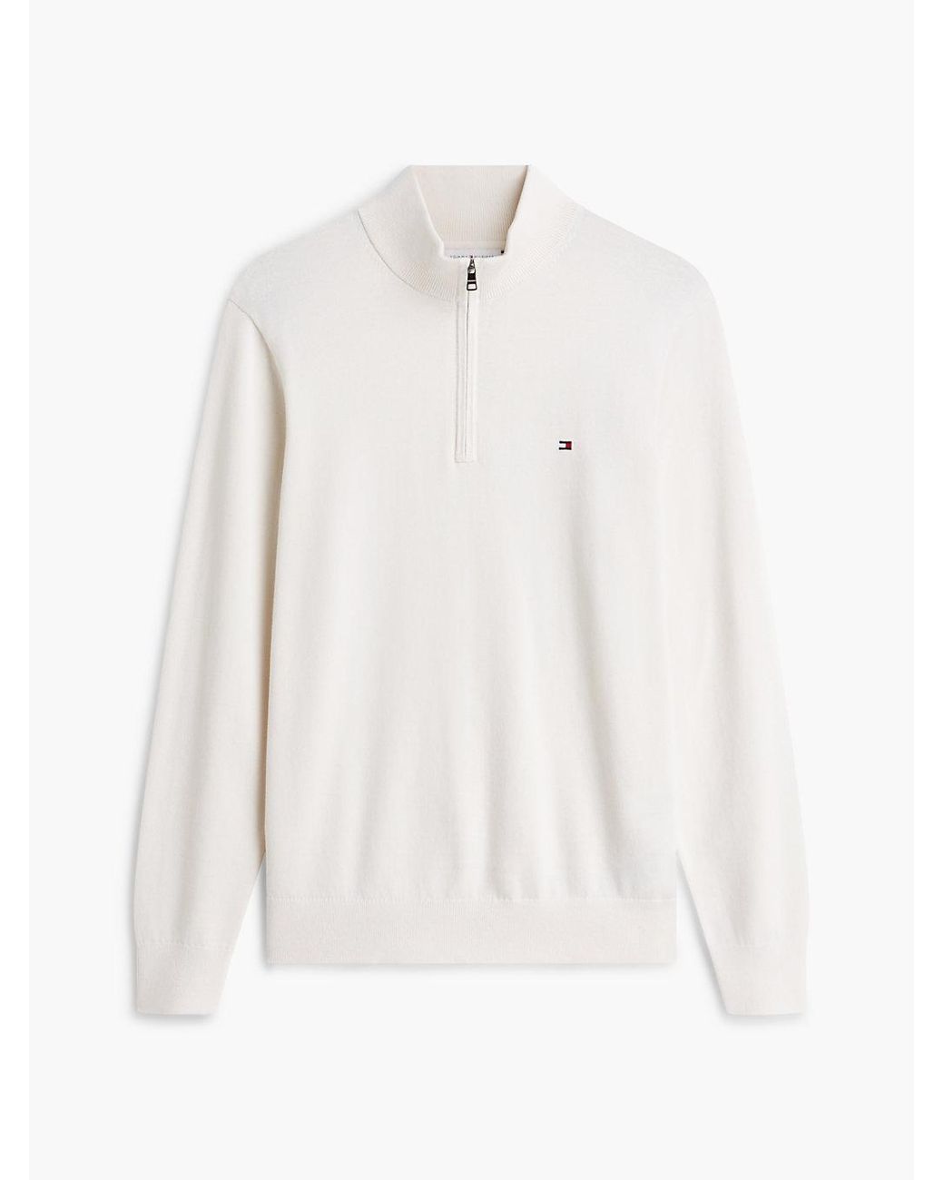 Tommy Hilfiger White Quarter-zip Mock Neck Jumper for men