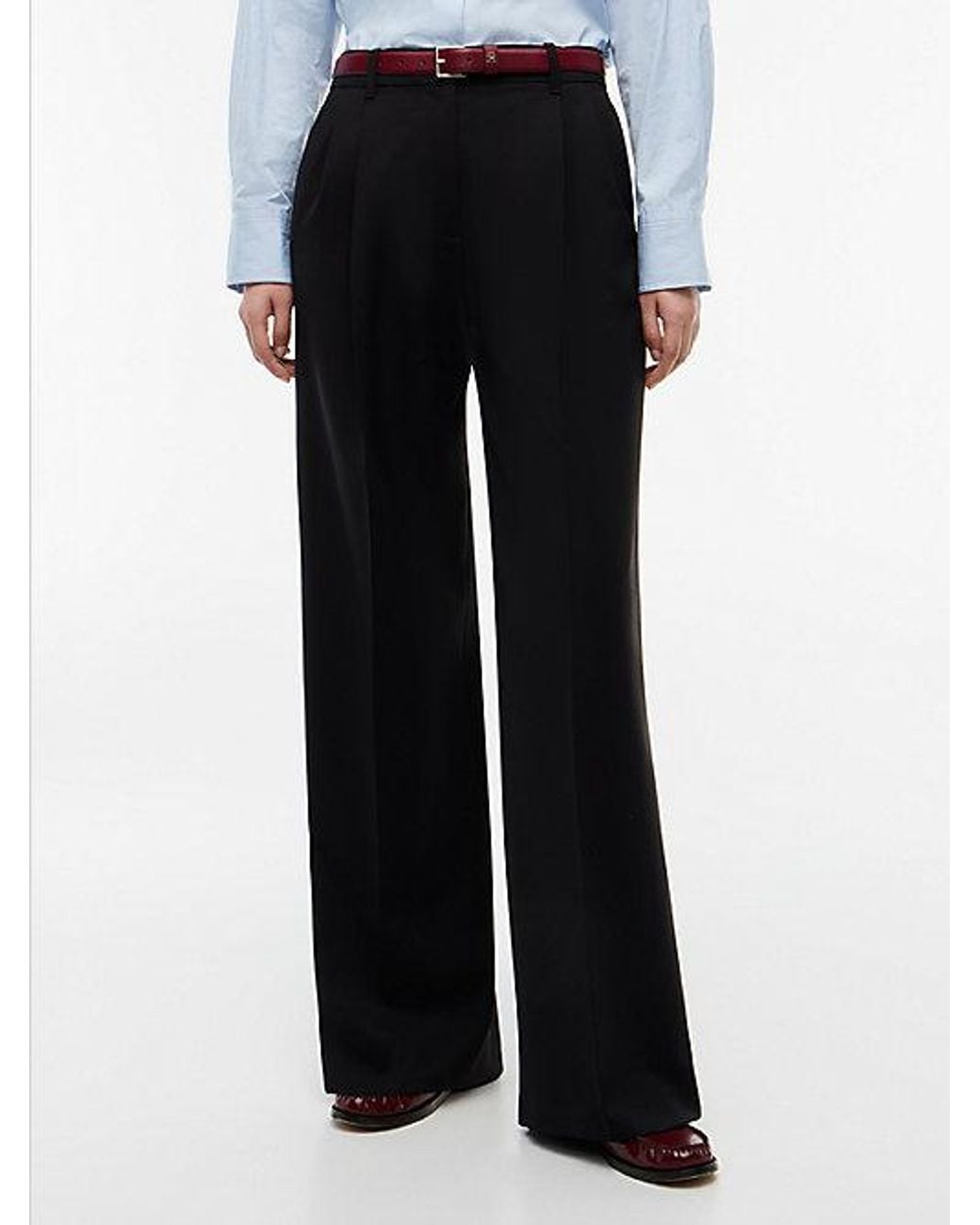 Tommy Hilfiger Black Timeless Wool Blend Wide Leg Trousers