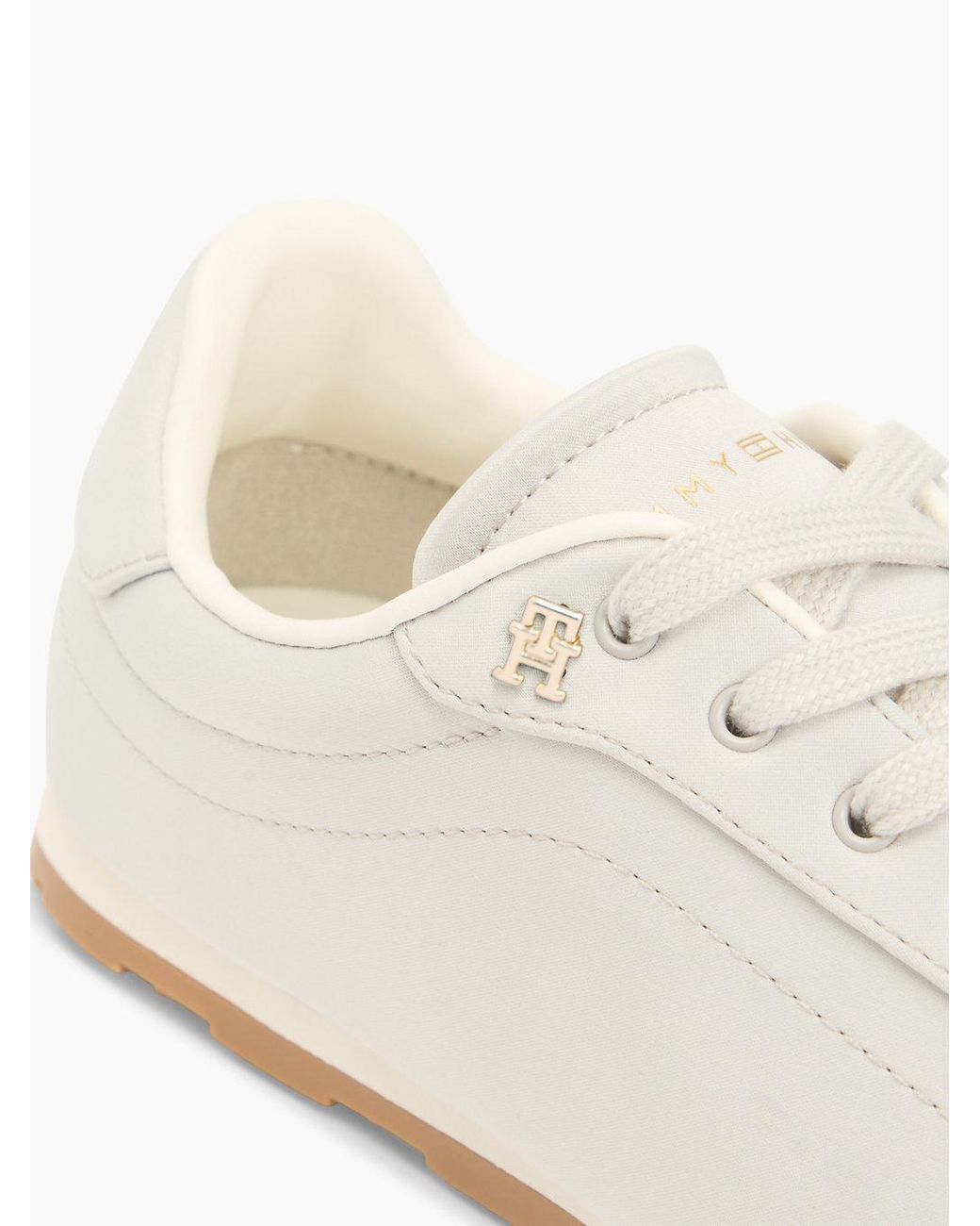 Tommy Hilfiger White Th Monogram Satin Trainers