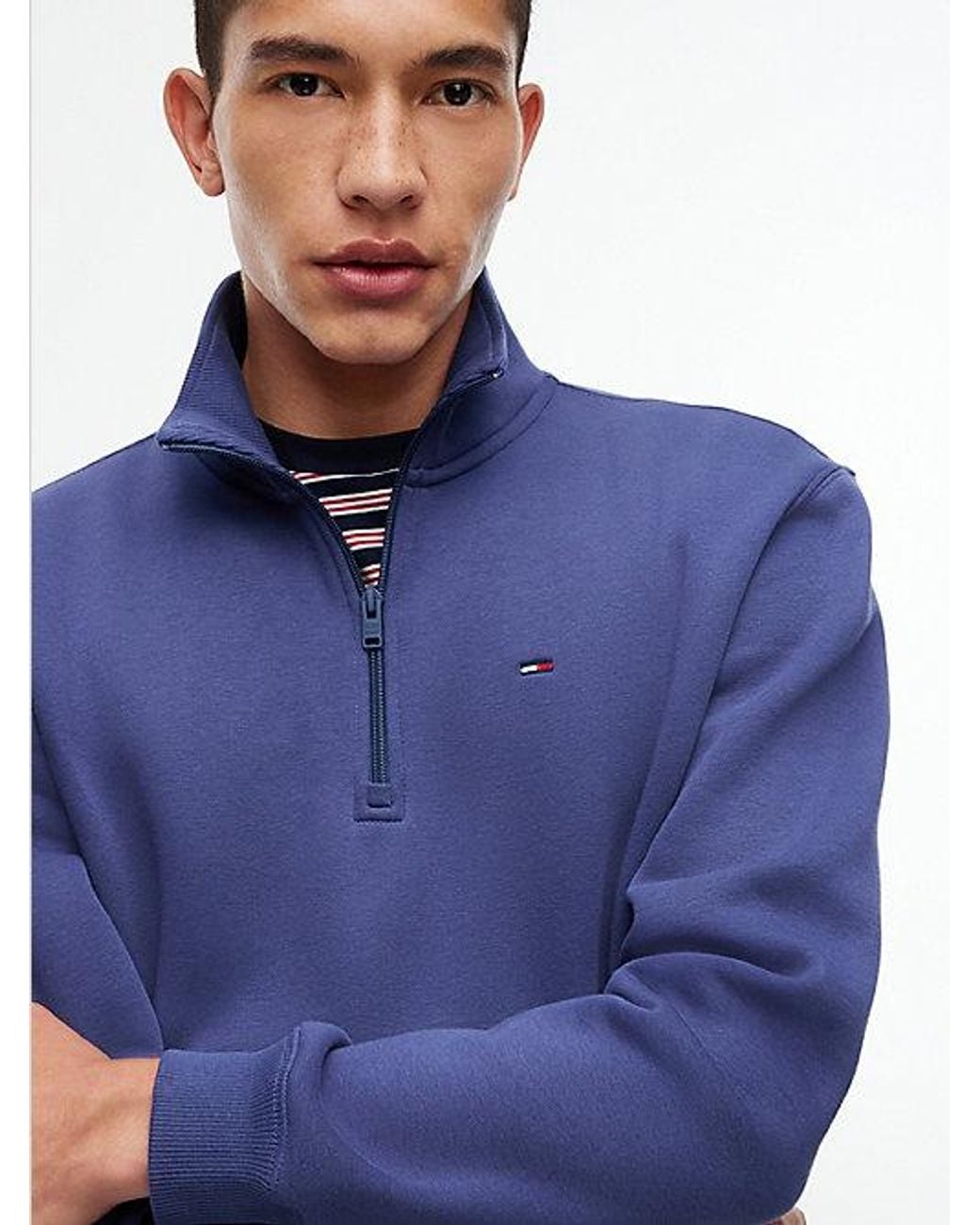 Tommy Hilfiger Blue Tommy Flag Quarter Zip Sweatshirt for men