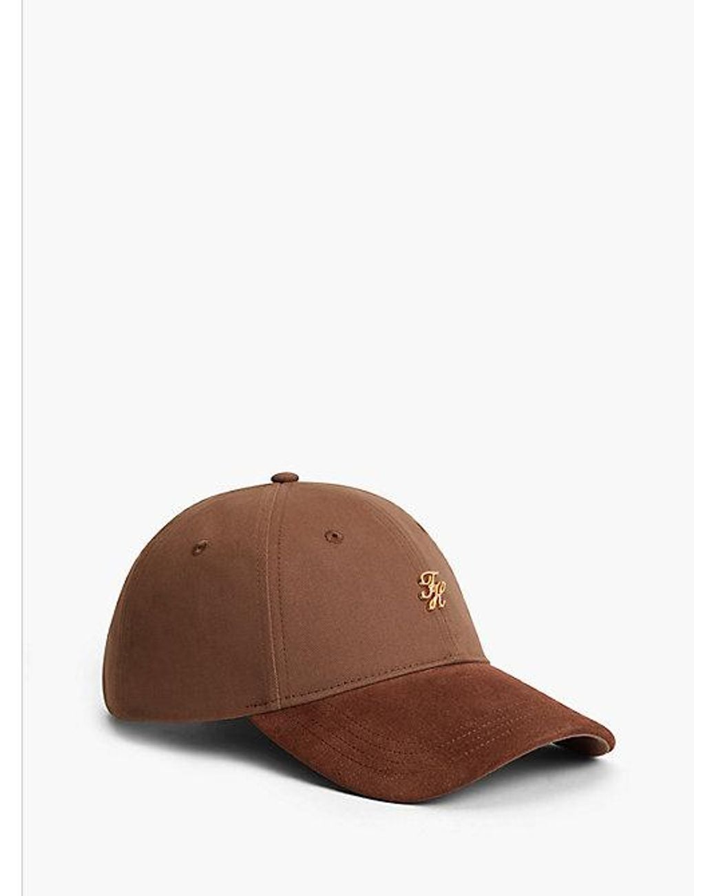 Tommy Hilfiger Brown Suede Brim Logo Plaque Baseball Cap
