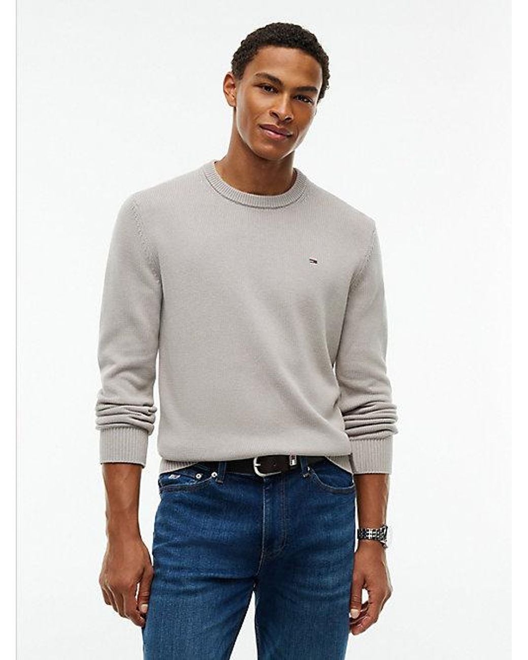 Tommy Hilfiger Gray Tommy Jeans Tommy Flag Textured Slim Jumper for men