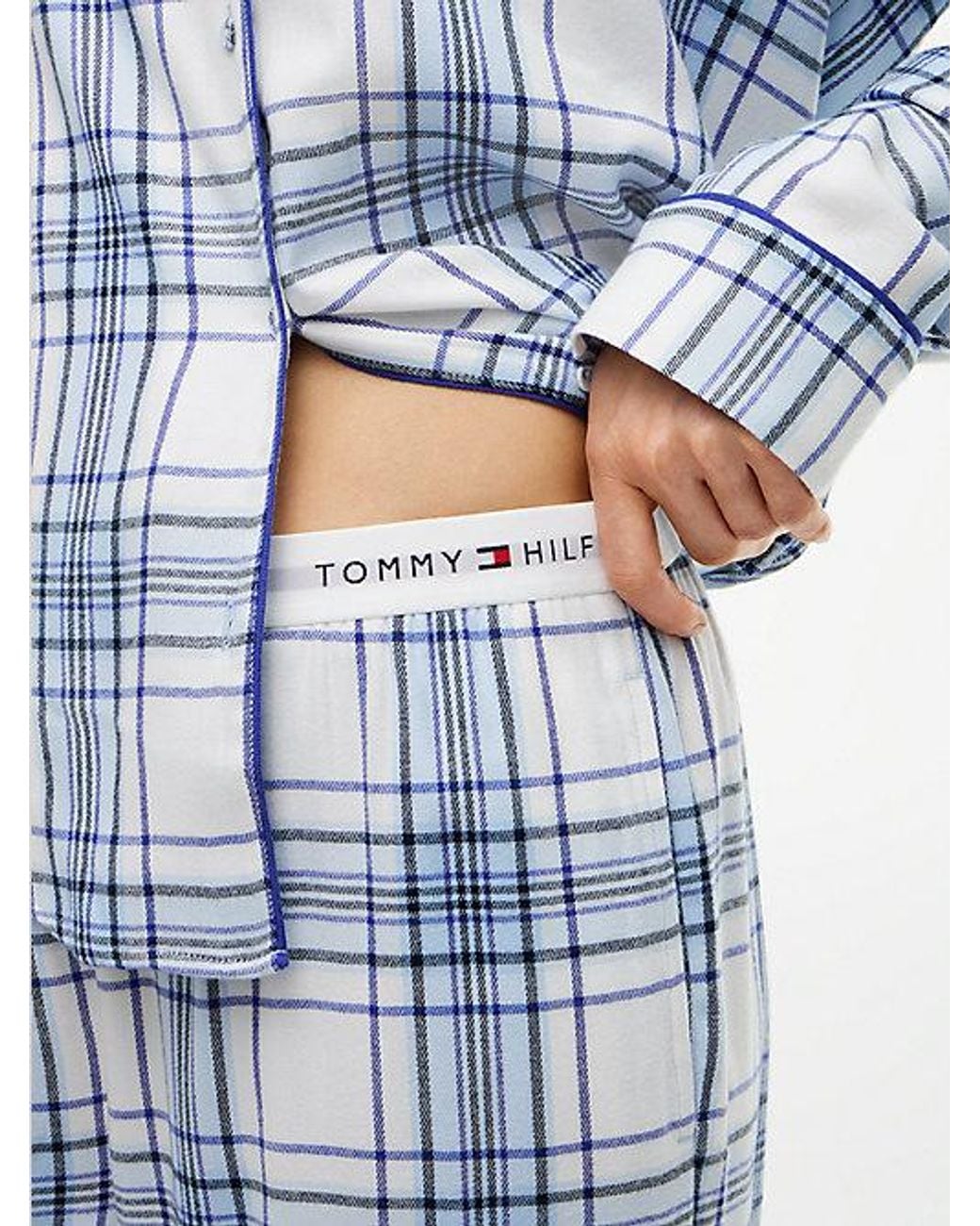 Tommy Hilfiger Blue Essential Flannel Pyjamas And Slippers Gift Set