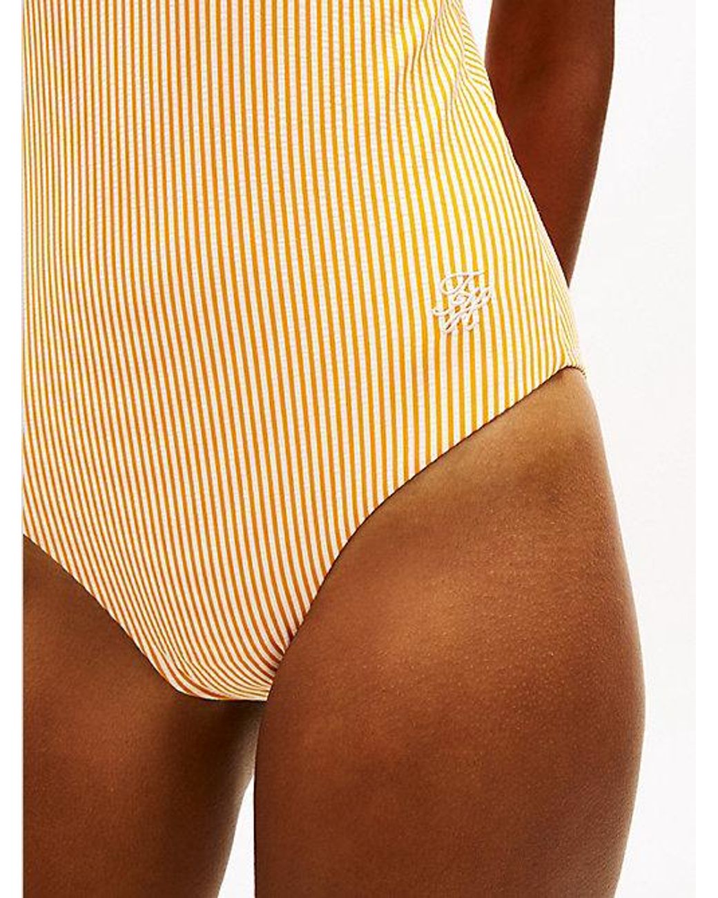 Tommy Hilfiger Orange Essential Seersucker Demi Cup Swimsuit