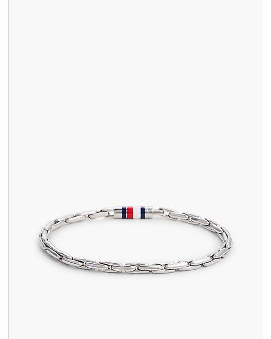 Tommy Hilfiger White Stainless Steel Box Chain Bracelet for men