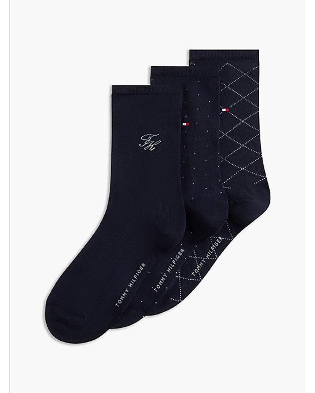 Tommy Hilfiger Blue 3 Pack Pattern Socks Gift Box