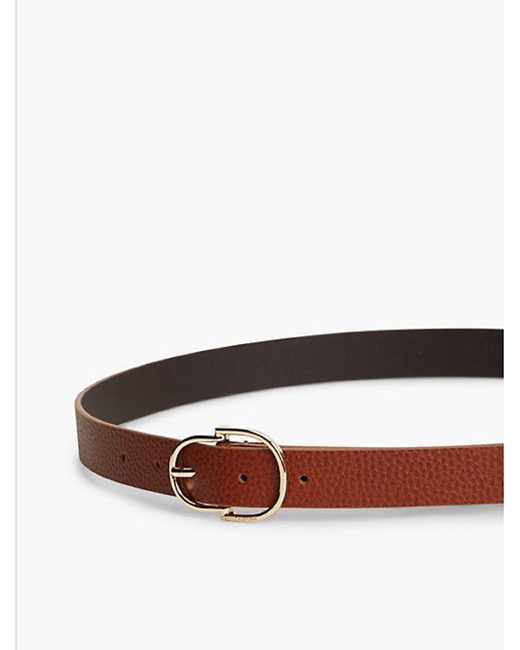 Tommy Hilfiger Brown Pebble Grain Leather Double Loop Belt