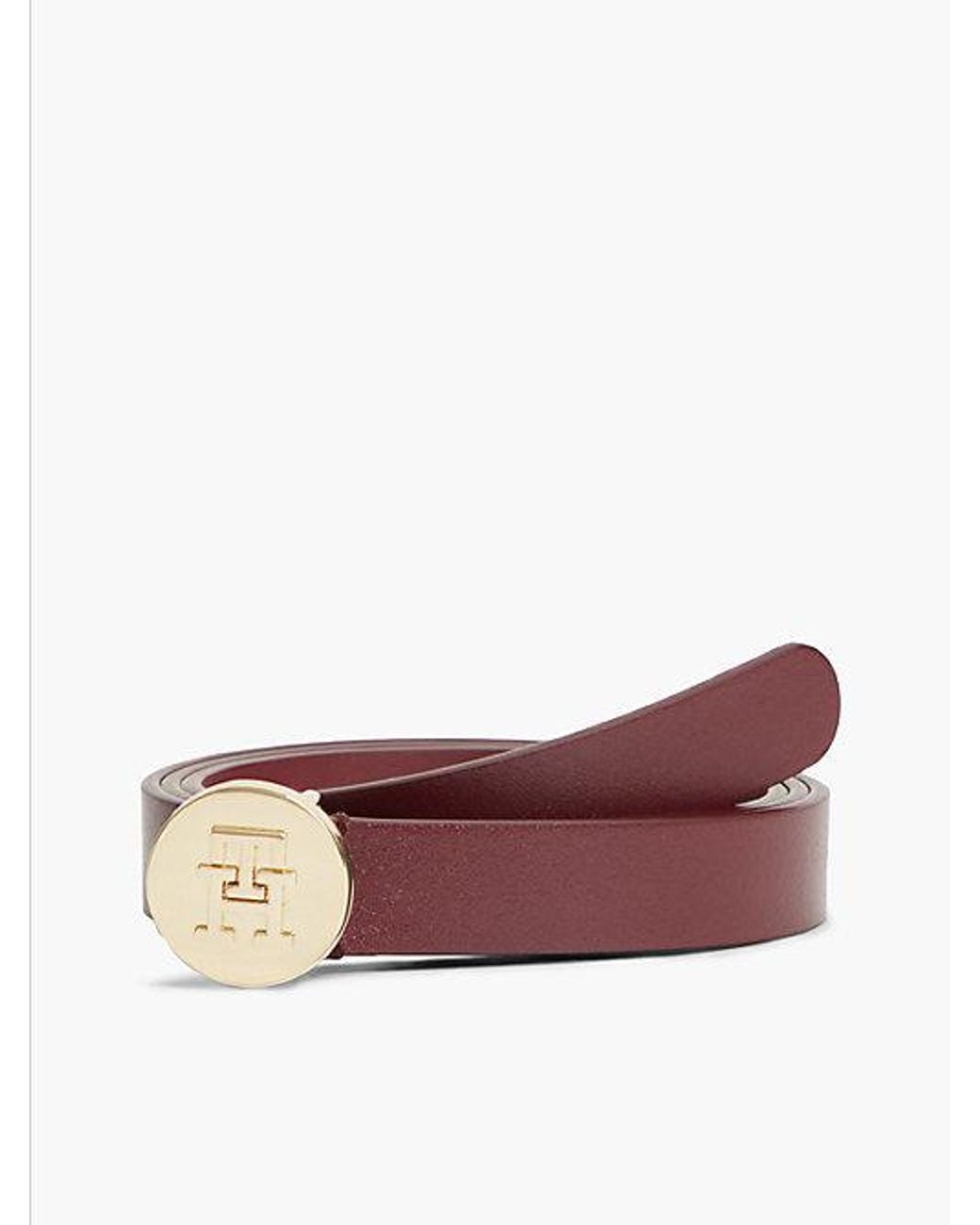 Tommy Hilfiger Pink Th Monogram Leather Plaque Belt