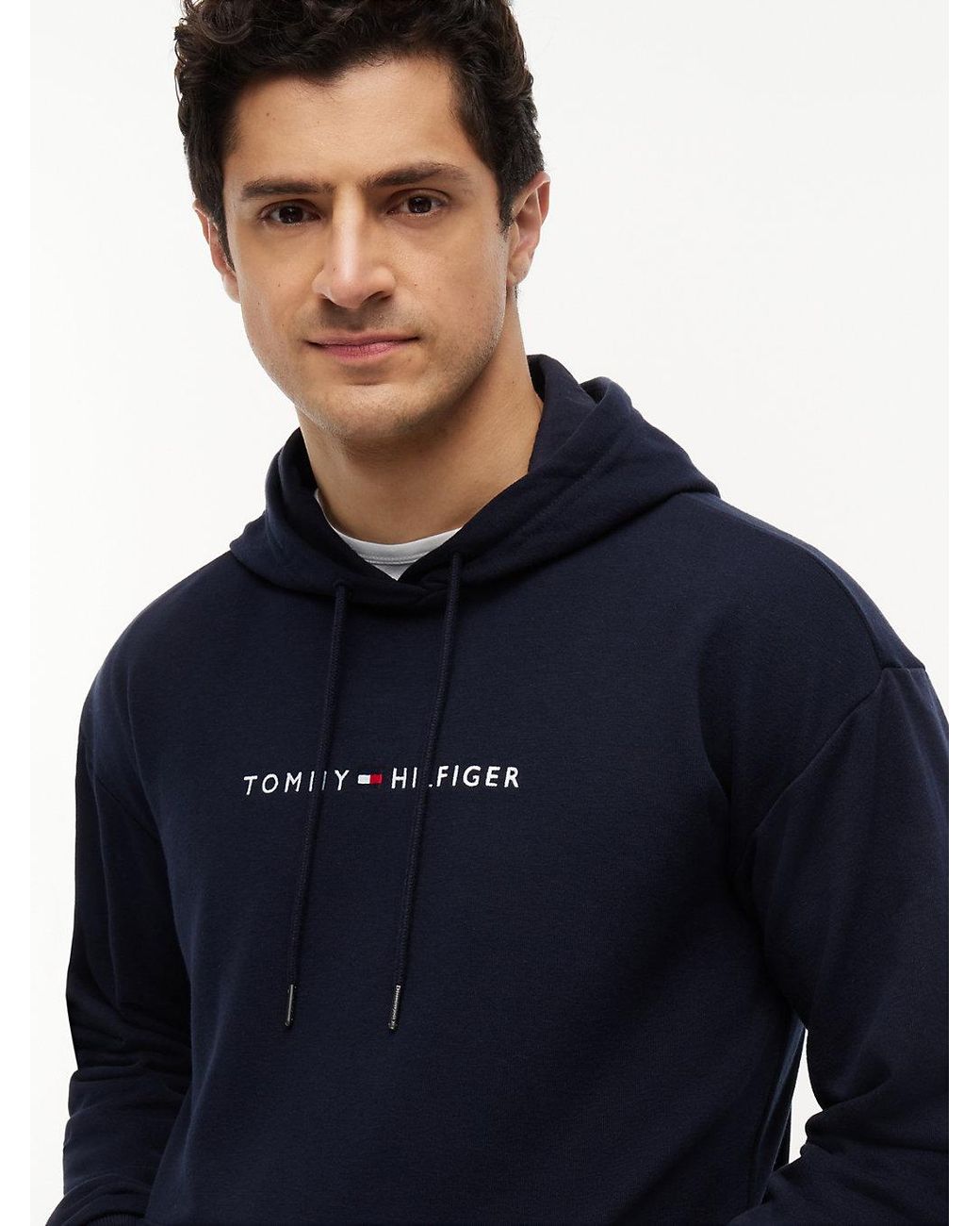 Tommy Hilfiger Blue Th Original Logo Drawstring Lounge Hoody for men