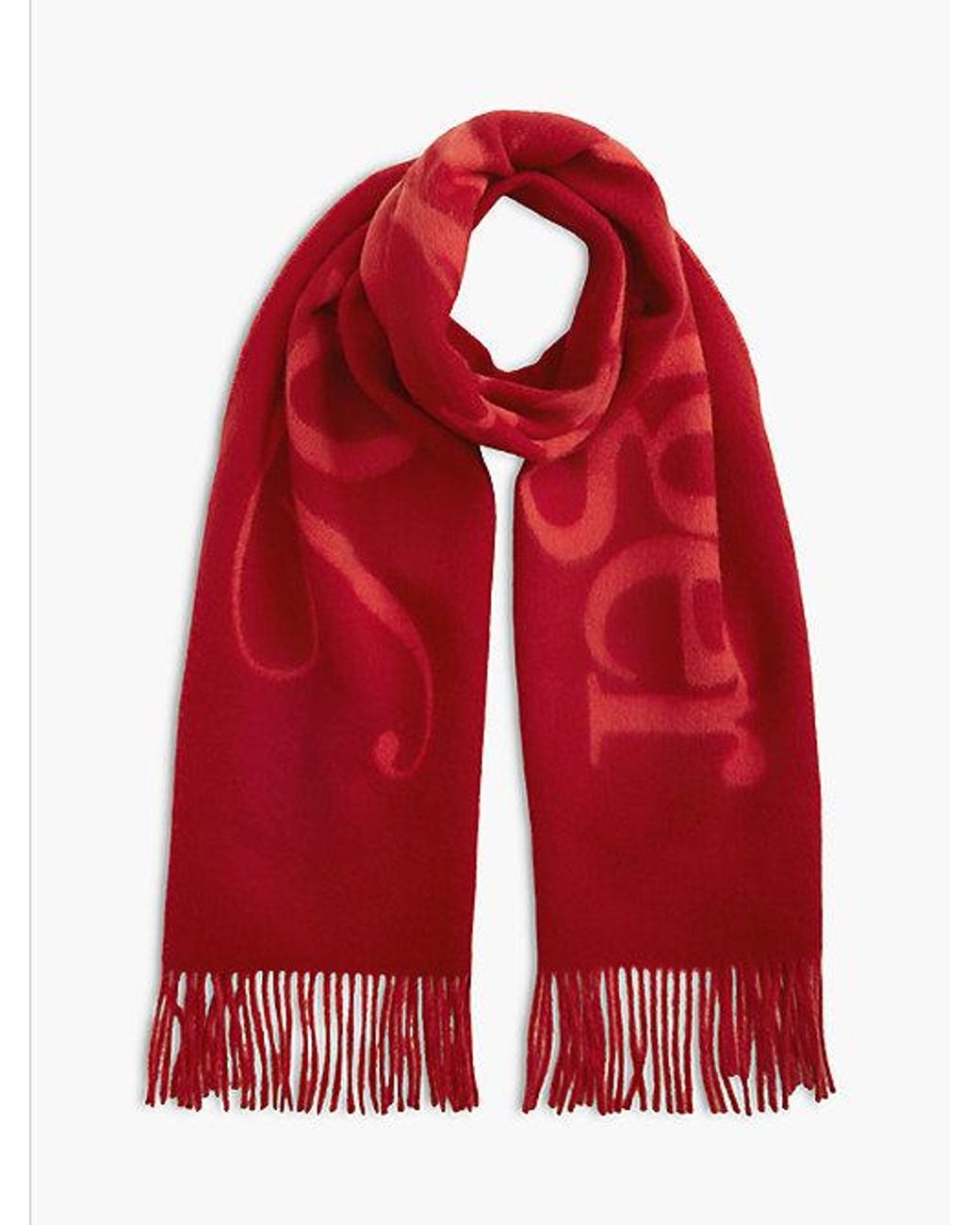 Tommy Hilfiger Red Pure Wool Woven Logo Scarf
