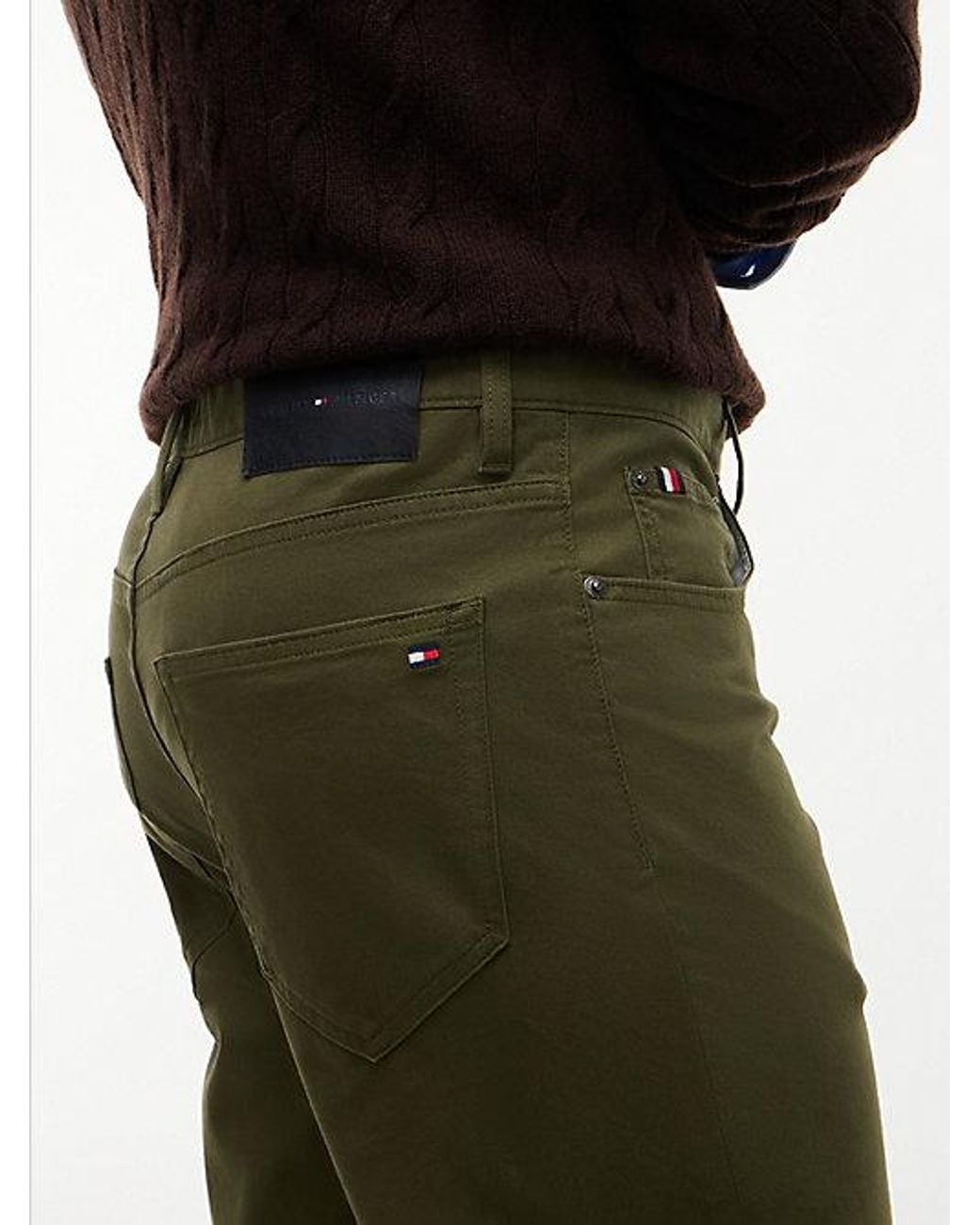 Tommy Hilfiger Green Denton Slim Straight Leg Five Pocket Trousers for men