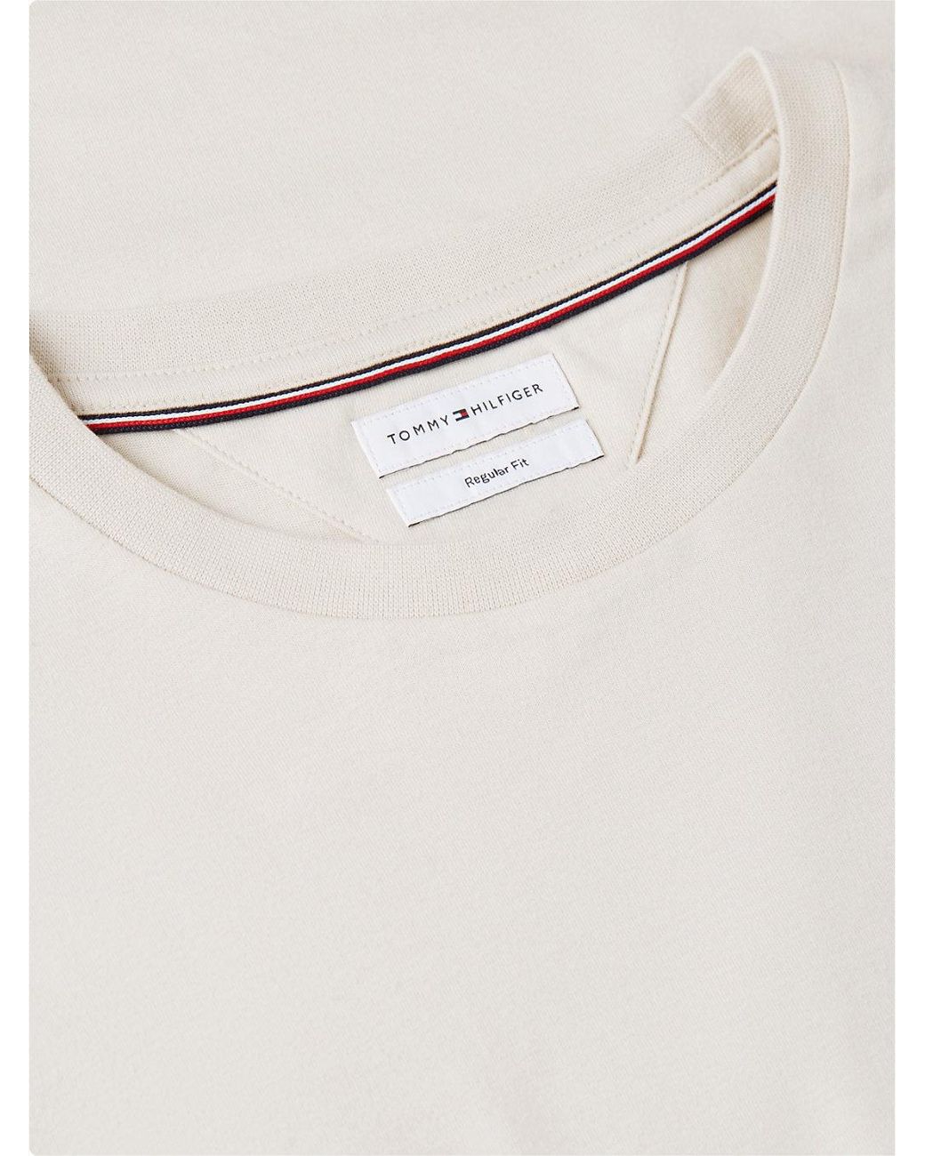 Tommy Hilfiger Natural Flag Embroidery Crew Neck T-shirt for men