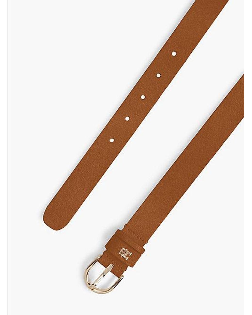 Tommy Hilfiger Brown Essential Rounded Buckle Suede Belt