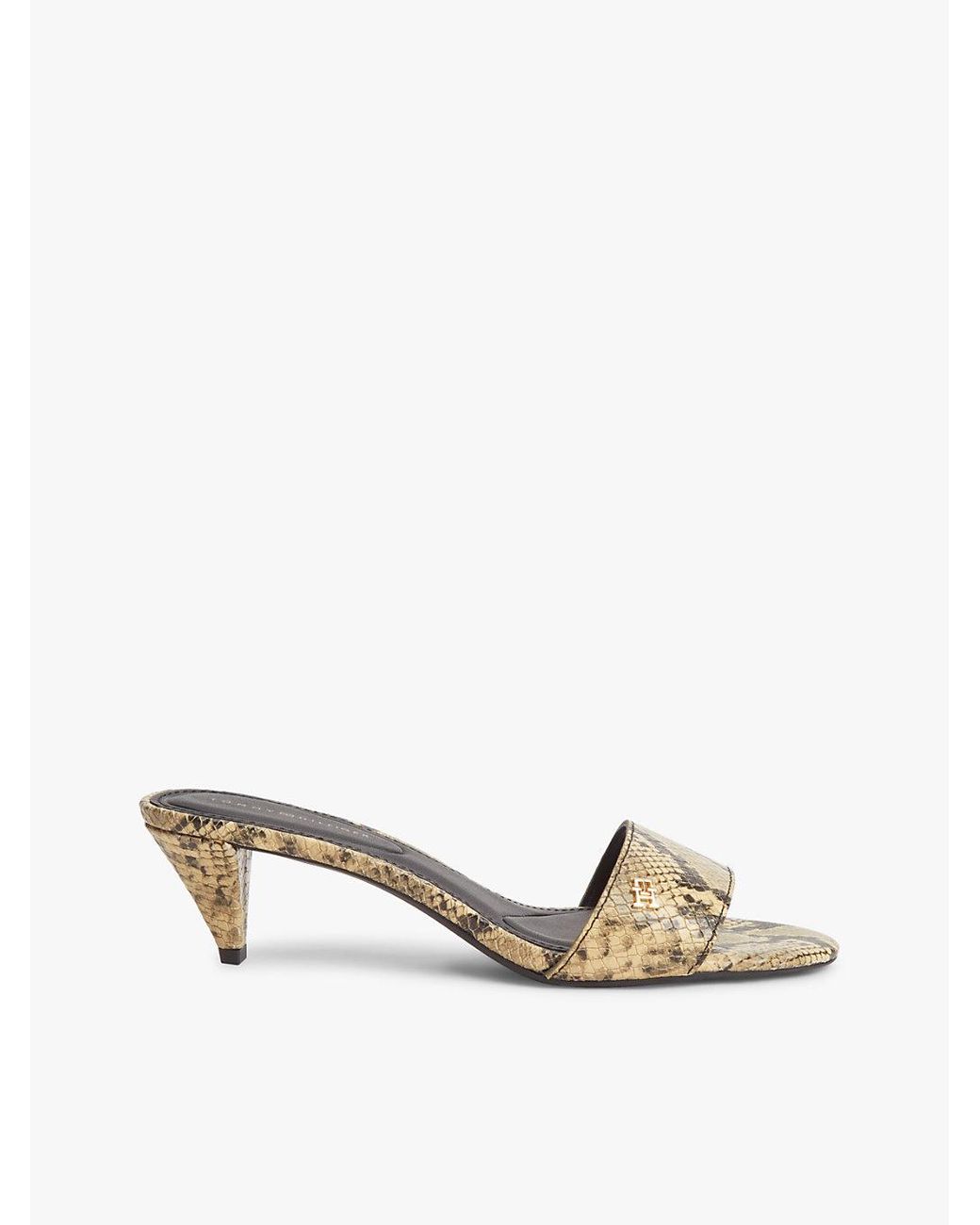 Tommy Hilfiger Multicolor Print Leather Heeled Mules