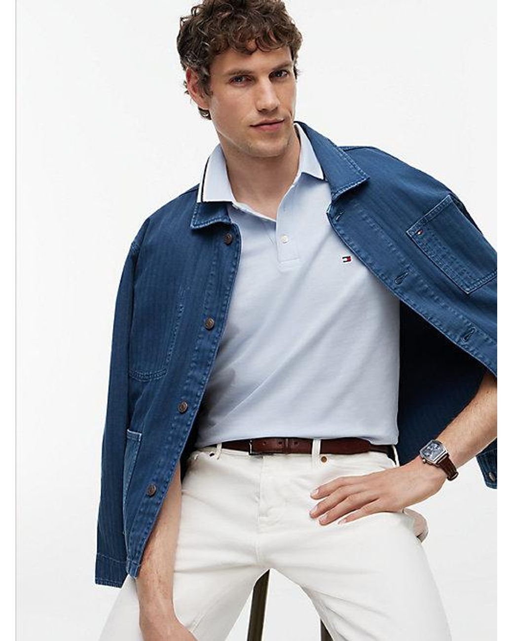 Tommy Hilfiger White Slim Fit Tipped Pique Polo Shirt for men