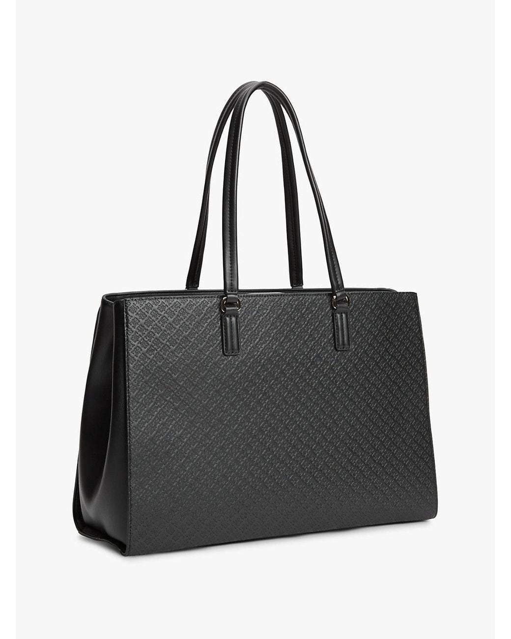 Tommy Hilfiger Black Embossed Th Monogram Tote Bag