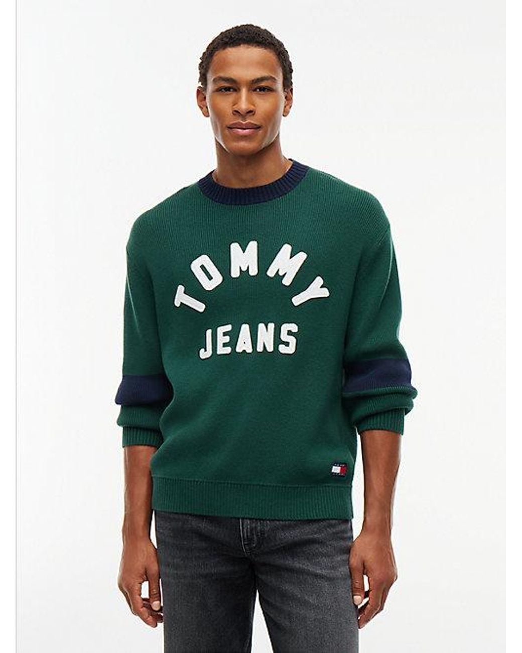 Tommy Hilfiger Green Tommy Jeans Classic Logo Appliqué Jumper for men