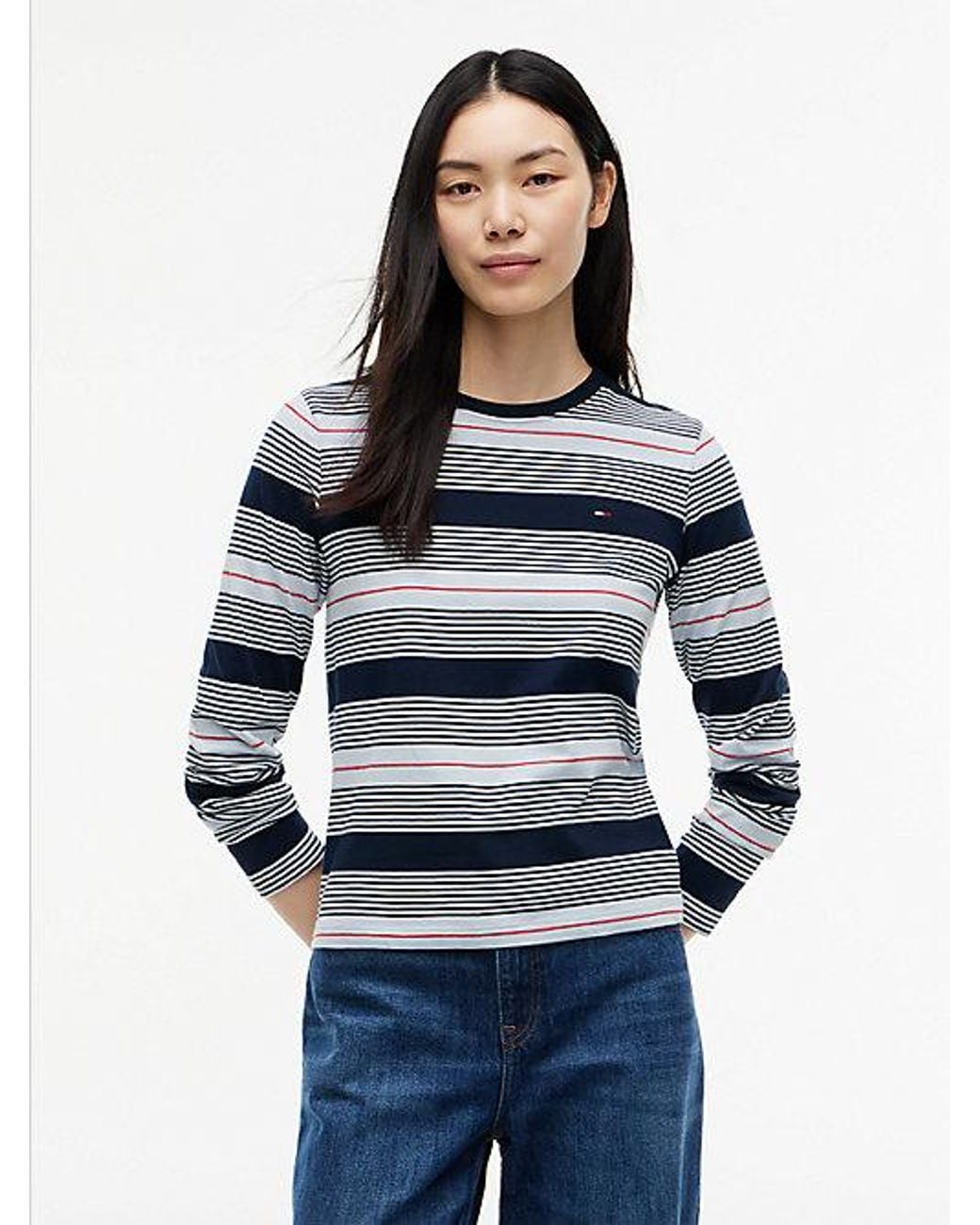 Tommy Hilfiger Blue Flag Embroidery Jersey Long Sleeve T-Shirt