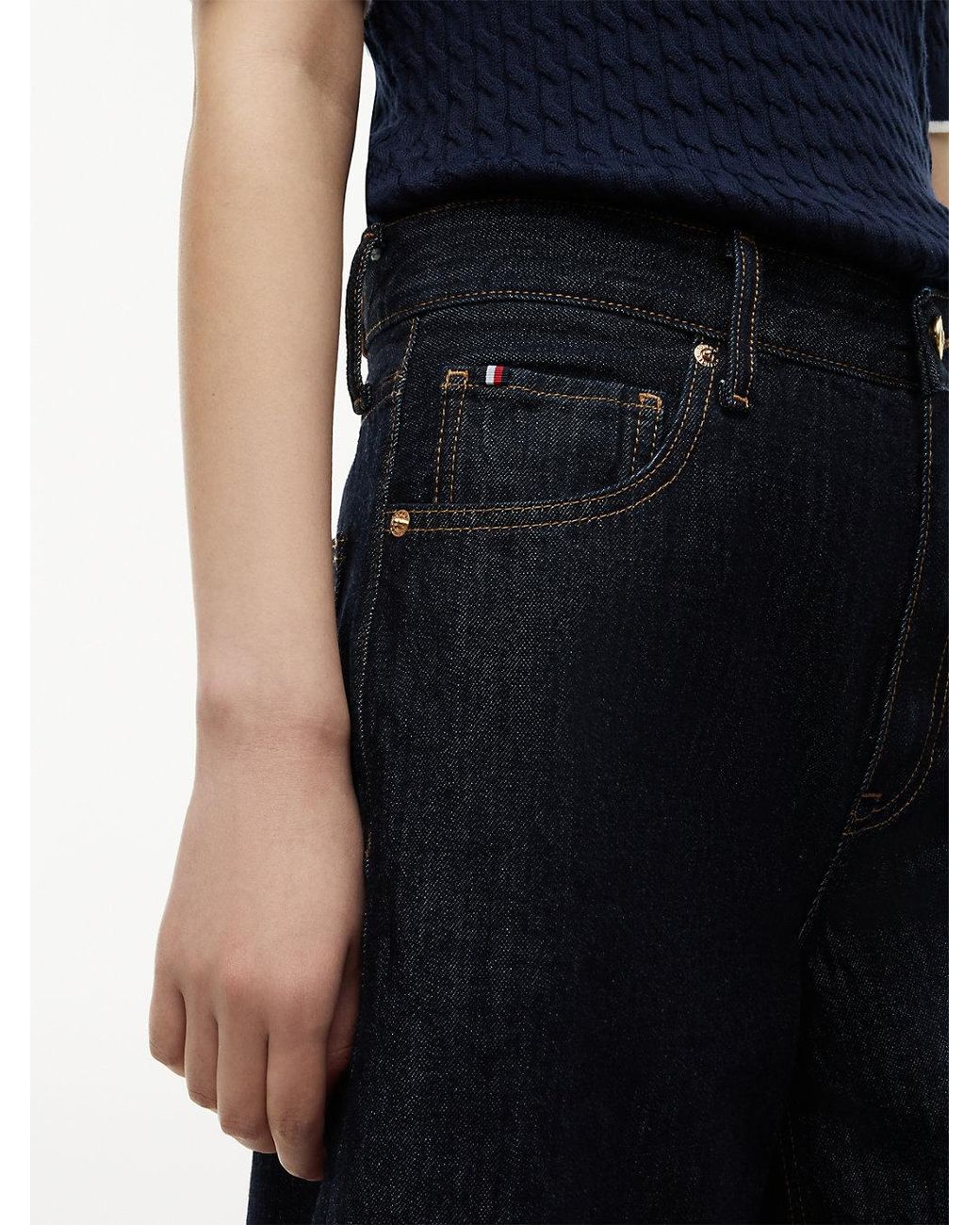 Tommy Hilfiger Blue High Rise Straight Denim Bermuda Shorts